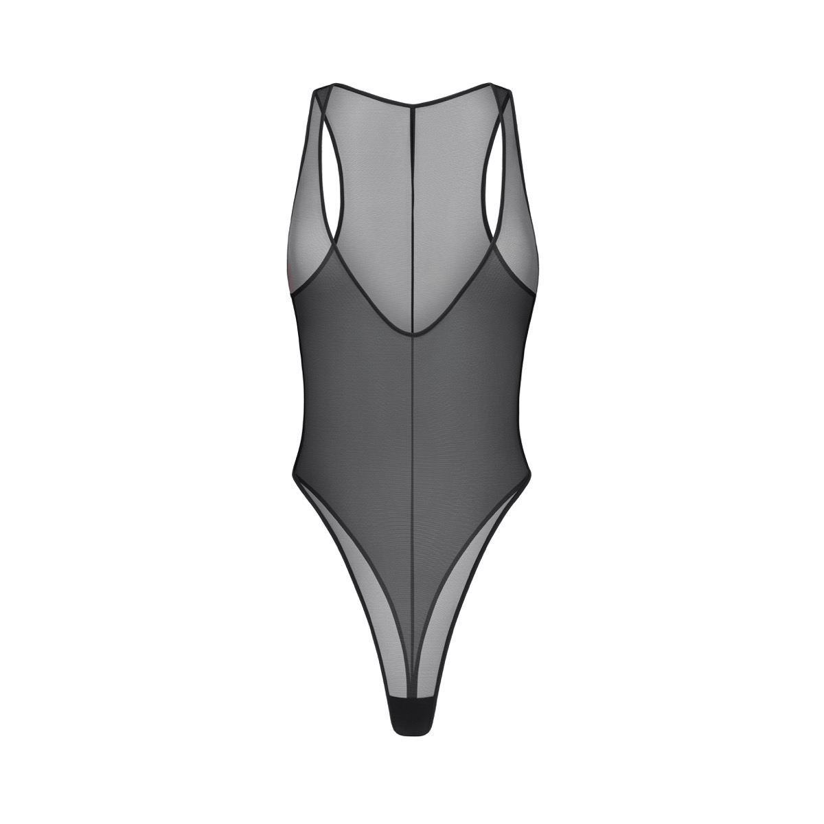 Plunge neck thong mesh bodysuit — Joshua Atelier